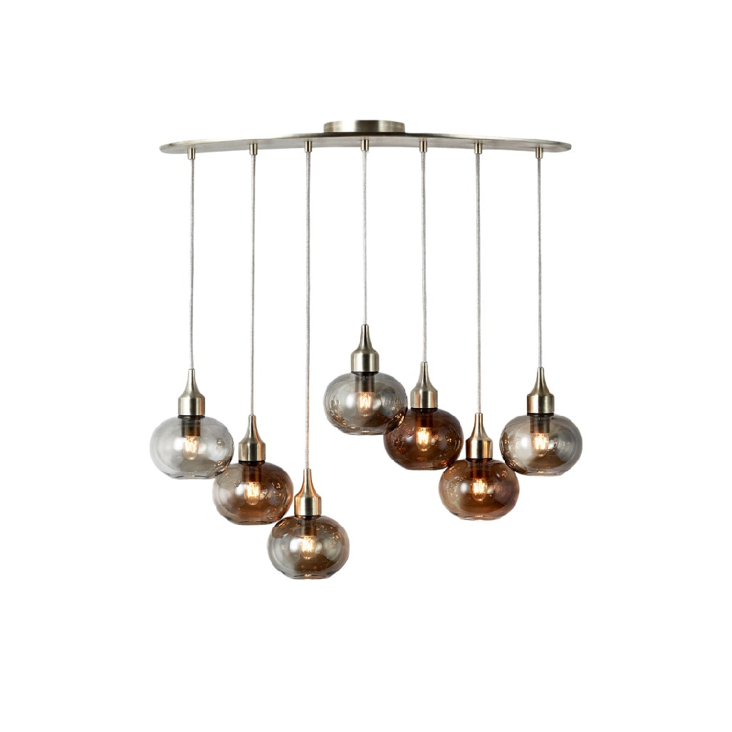 Moderne hanglamp met glazen bollen in bruin en grijs